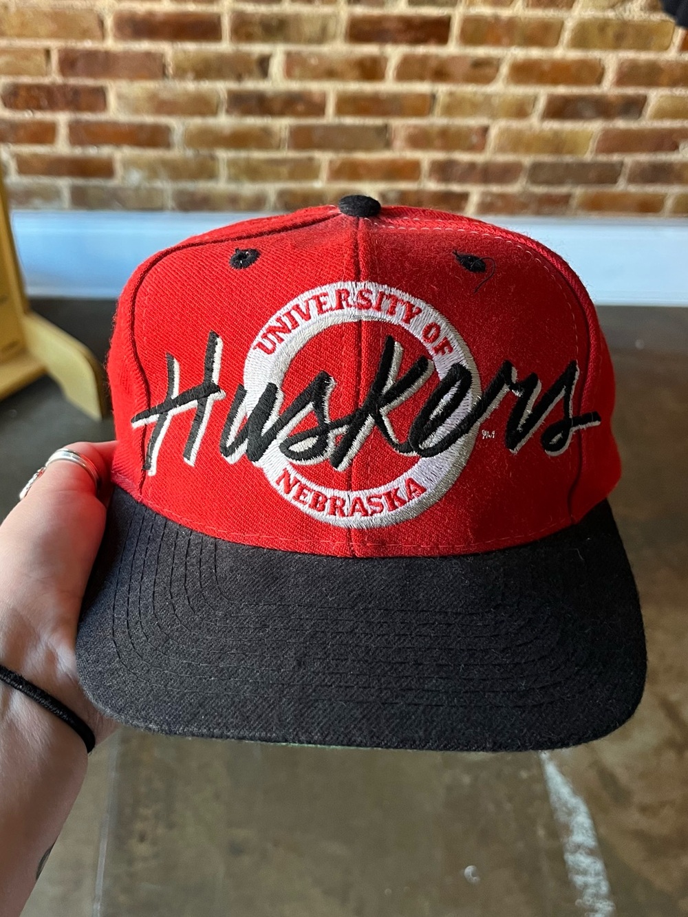 Vintage 90s The Game University of Nebraska Wool Blend Snapback Hat Huskers